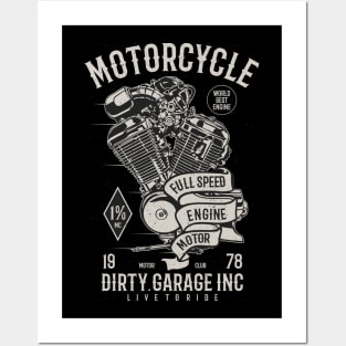 Motorcycle - Full Speed Engine Engine Posters and Art